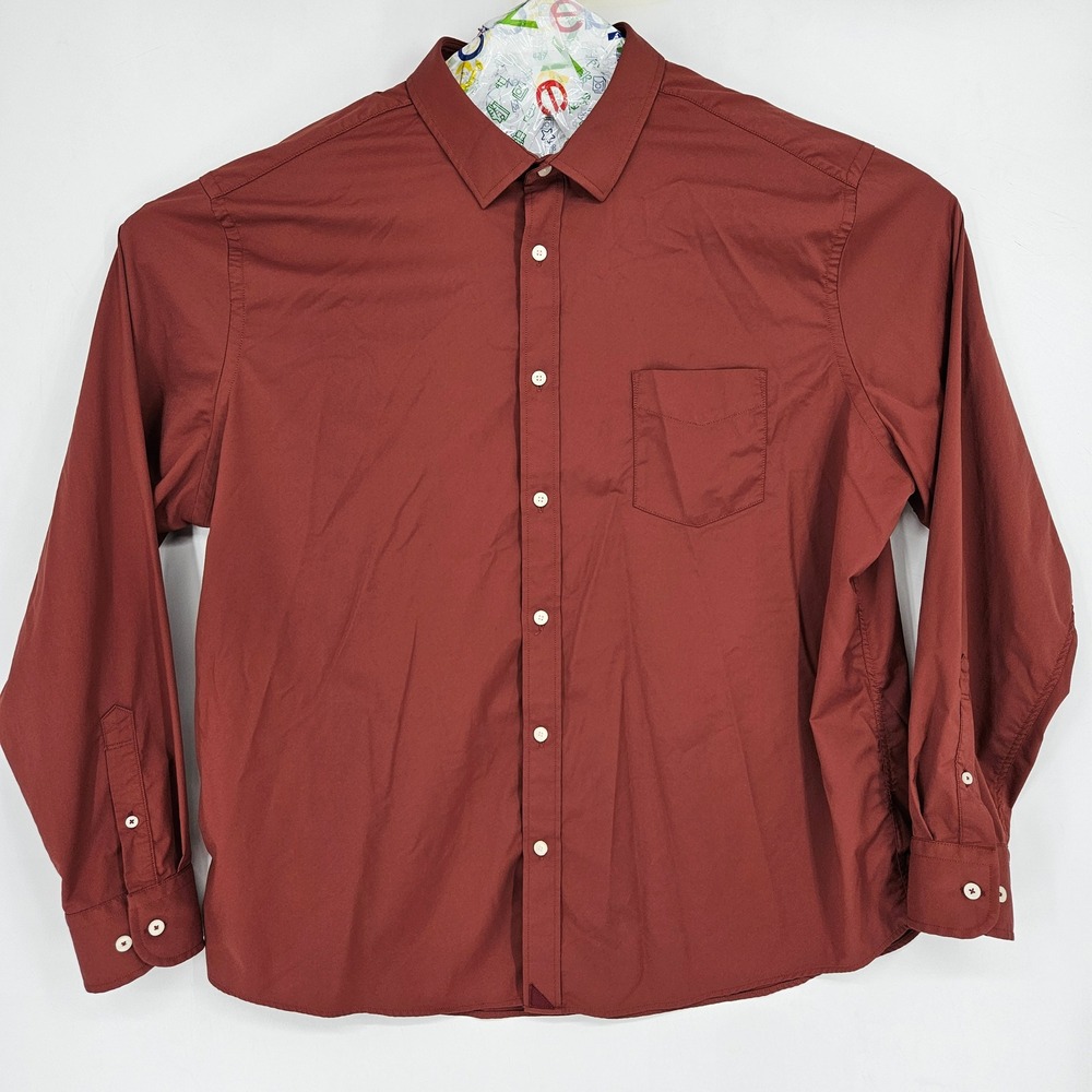 UNTUCKit‎ Shirt Mens XXXL Red Brick Button Up Long Sleeve Casual Preppy